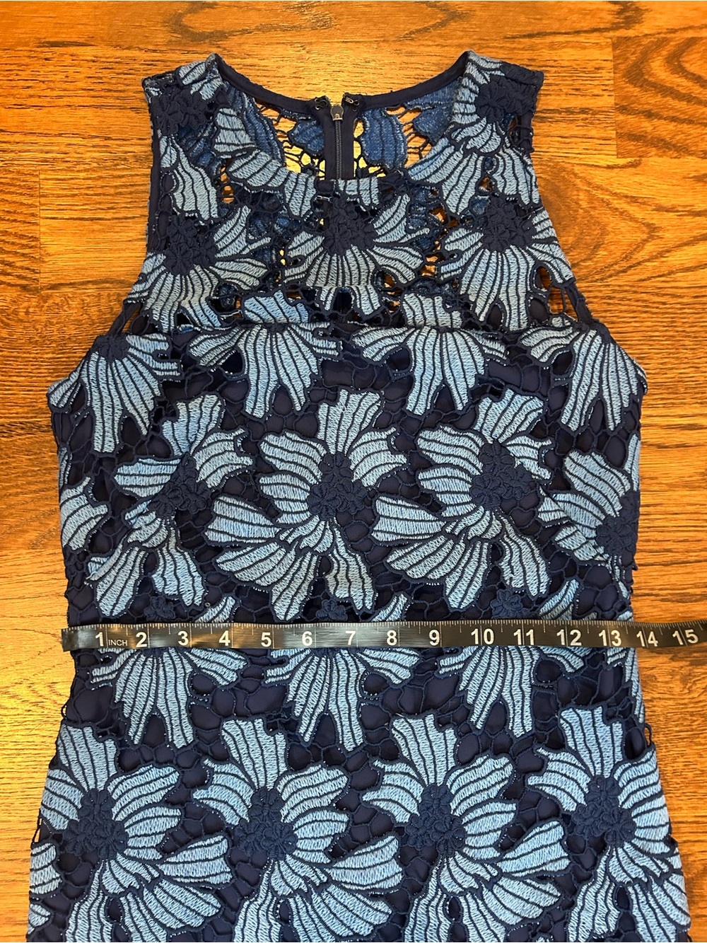 SHOSHANNA Womens Blue Floral Sleeveless Lace Bell Dress Size 0 Made in USA - Picture 5 of 8